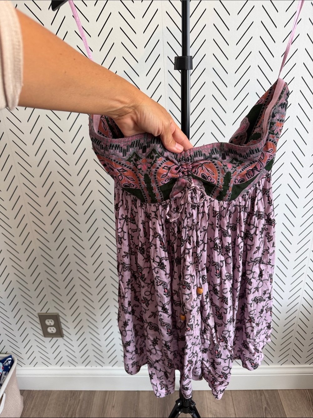 Women's Pink Printed Boho Spaghetti Strap Romper Free People